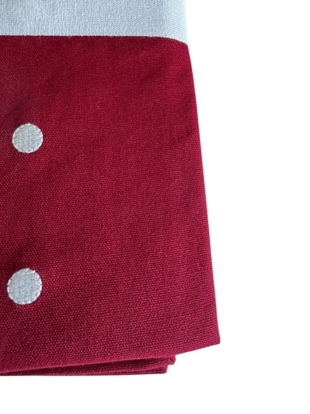 Pottery Barn Polka Dot Embroidered New Set Of Four Red White